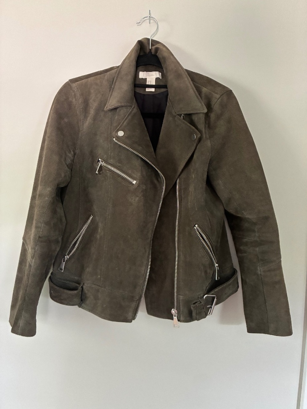 Real Suede Leather motorcycle jacket brown H&M medium